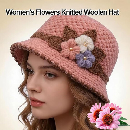 Women's Floral Knit Bucket Hat, One Size 2