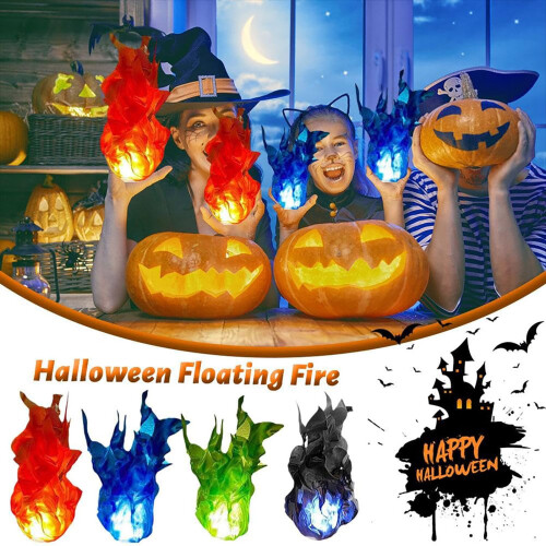 2 τεμάχια πλωτές μπάλες φωτιάς για το Halloween, φωτιζόμενα στηρίγματα ψεύτικης 2