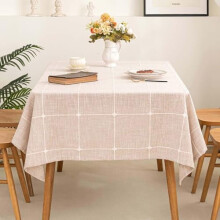 Cotton Linen Rectangle Tablecloth, Waterproof & Embroidered, Rustic Farmhouse Style for Indoor/Outdoor Dining – 54x70 in