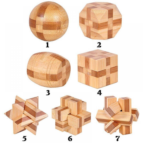 Clearance7-ΣΕ-ONE3D Μικρά Ξύλινα Παζλ με Κλειδαριά Kongming, Παιχνίδι Τεστ IQ για Εφήβους και 2