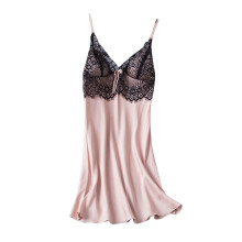 Conjunto de pijama elegante para mujer con ribete de encaje - Pijama de verano de seda helada con copas incorporadas, tirantes finos, suave y