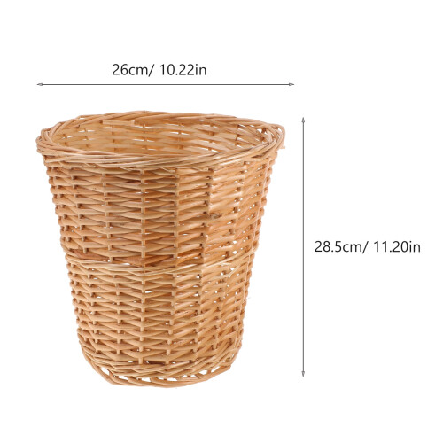 Woven Wicker Trash Basket – Light Yellow, 28.5 x 26 cm 1