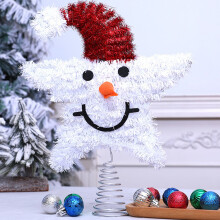Snowman Star Tree Topper in Silver, Iron