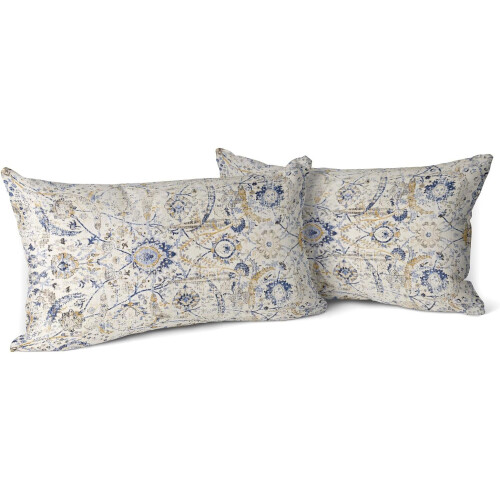 Fodere per cuscini boho geometriche tribali giallo blu 2 pezzi