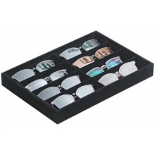 Sunglass Organizer, Black Velvet Glasses Trays, Eyeglasses Watches Jewelry Display - Men Women (8 Grids)