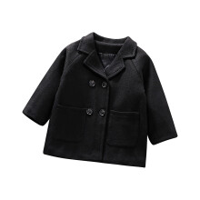 Dicker, warmer, einfarbiger Trenchcoat für Mädchen mit Taschen und Raglanärmeln – Lässige Herbst-/Winterjacke für Kleinkinder (Z02#Schwarz,