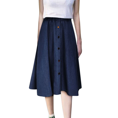Γυναικεία Φούστα Τζιν Plus Size Ediodpoh Ψηλόμεση Midi σε Γραμμή Α, με Λάστιχο στη Μέση για