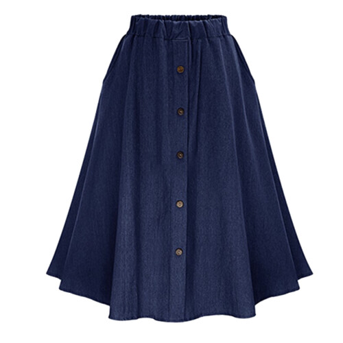 Γυναικεία Φούστα Τζιν Plus Size Ediodpoh Ψηλόμεση Midi σε Γραμμή Α, με Λάστιχο στη Μέση για 2