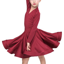 Girls Latin Dance Dress Long Sleeve Dancewear for Ballroom Salsa Practice