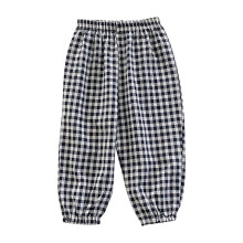 Karierte Jogginghose für Kleinkinder, lange Baumwollhose, Kindermode, lässig, niedliche Karohose, elastische Hose, schwarz