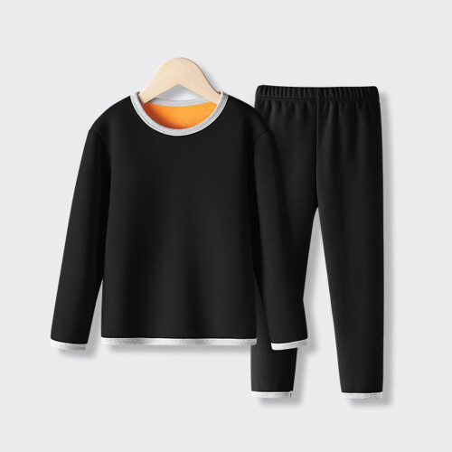 Kids Thermal Base Layer Set Black Round Neck 1-15 Years 1