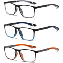 Fotokromiske læsebriller til mænd og kvinder TR90Sport Reader Anti-glare UV-strålefilter (mat sort + mat blå + transparent, +1.5