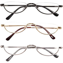 Halbrand-Lesebrille – 2 Paar Halbrand-Metallbrillen mit Federscharnier für Damen und Herren, Schwarz + Anthrazit, 2,50