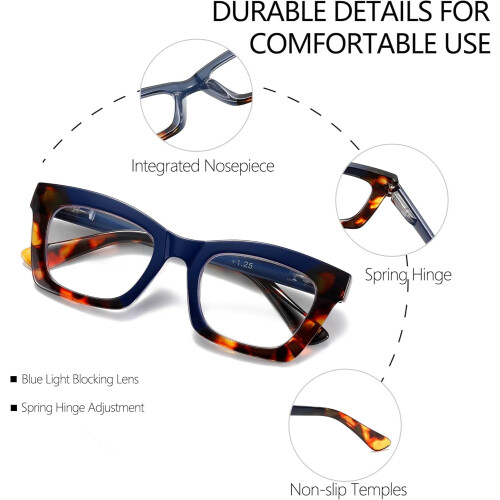Übergroße quadratische Lesebrille mit Blaulichtfilter 2