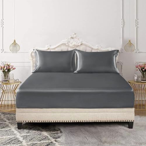 Tacar Braillíní Feistithe Satin Twin XL 3 phíosa Liath 1