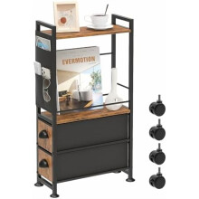 Slim Narrow Side Table with 2 Drawers and Wheels