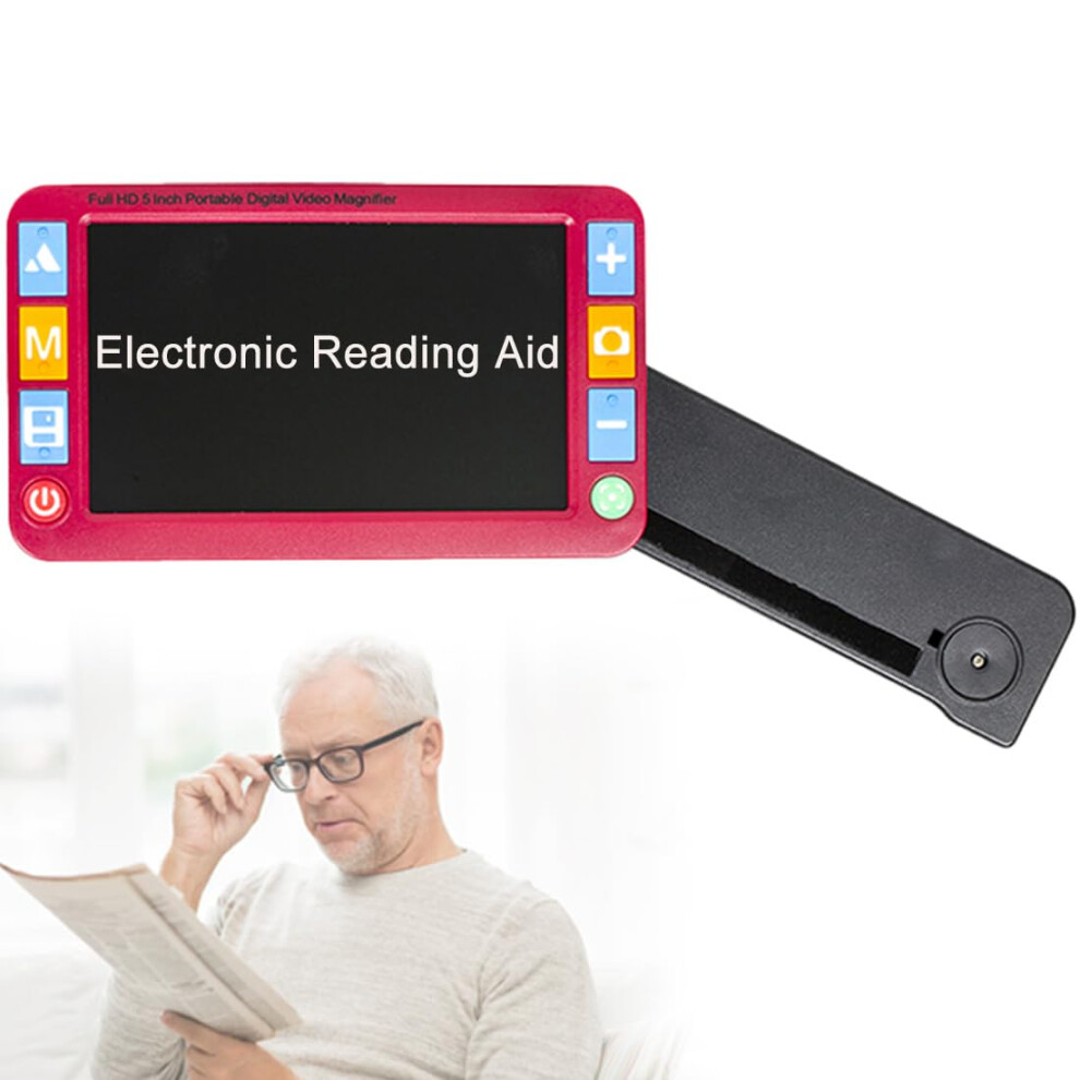 Digital Video Magnifier 5 Inch Electronic Reading Aid 32X HD LCD Foldable Handle for Low Vision