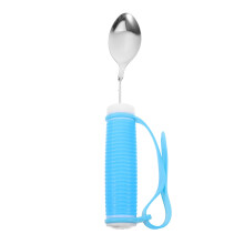 Adaptive Eating Utensils Ergonomic Swivel Spoon for Elderly AntiSpill NonSlip Grip SkyBlue Stainless Steel