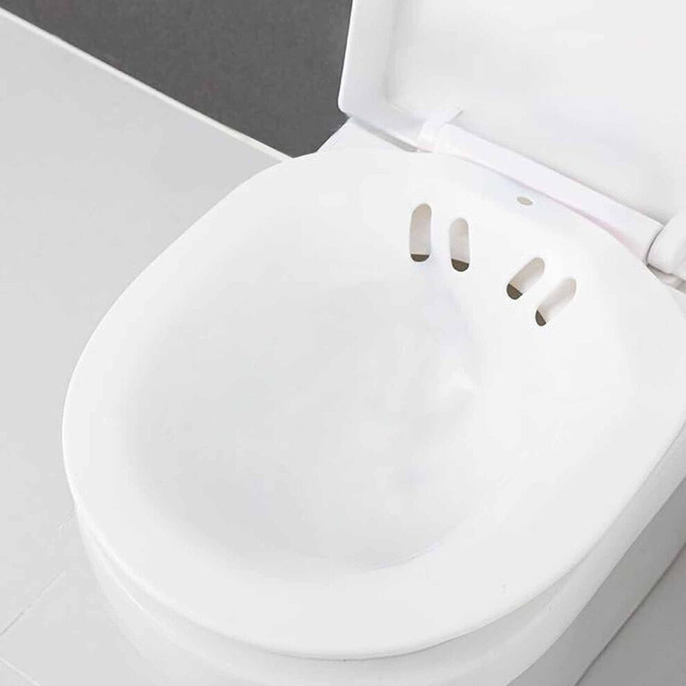 White Foldable Sitz Bath For Toilet With Flusher, Postpartum And Hemorrhoid Care,