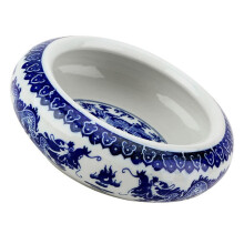 Blue and White Ceramic Calligraphy Brush Washer for Fine Detail Cleaning, Chinese Porcelain Ink Pot