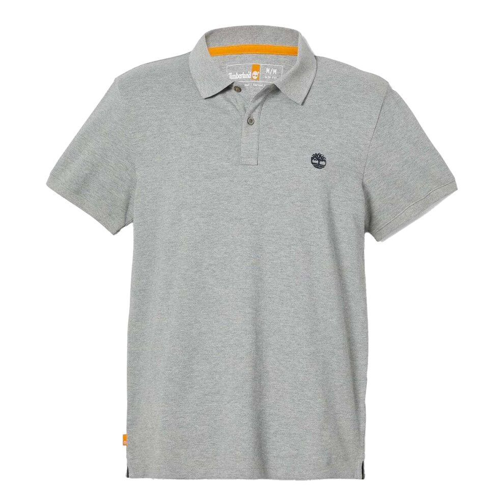 Timberland (S, ) Mens Oyster River Logo Short-Sleeved Polo Shirt Grey