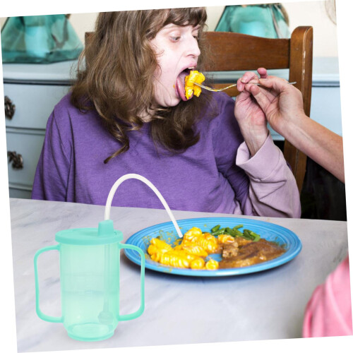 Spill Proof Drinking Cup with Straw for Elderly, Unbreakable Feeding Cup for Bedridden Adults 1