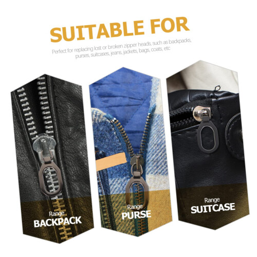 Zipper Pull Replacement Kit 12 Pack Durable Alloy Detachable Tabs for Bags Coats Backpacks 2
