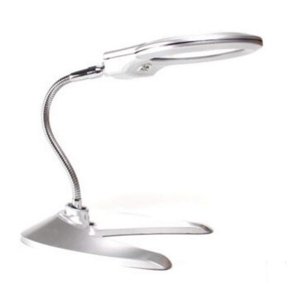 LED Desktop Magnifying Glass with 4X 8X Dual Lenses, Flexible Hose and Bright LED Light for Reading