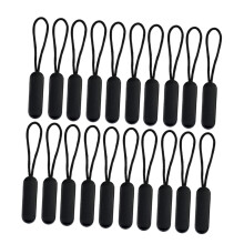 20pcs Zipper Pull Replacement Tabs for Bags Luggage Jackets Easy Install Washable Black