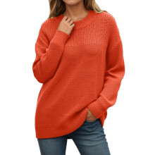 Dametrøje med rund hals og lange ærmer, efterår/vinter, afslappet