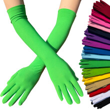 HEVIRGO 1 pereche mănuși lungi, super moi, elastice, de culoare uni, pentru femei – mătase de lapte rezistentă la decolorare,
