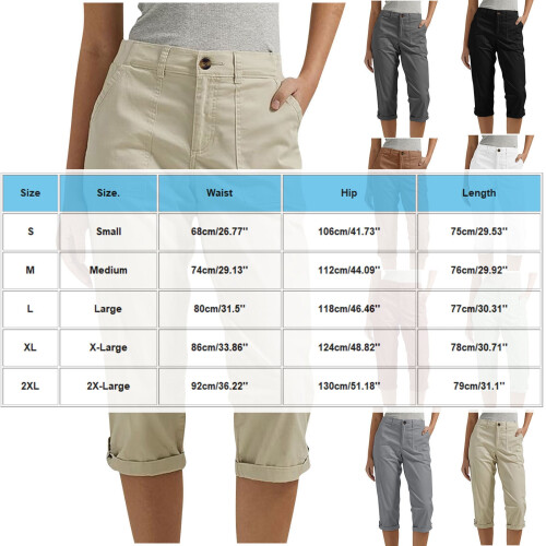 Γυναικείο παντελόνι Cargo Capri Capri Παντελόνι Dressy Joggers Casual με τσέπες και φαρδιά 2