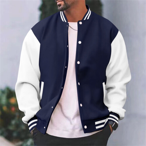 WUWUQF Ανδρικό Μπουφάν Varsity, Ανδρικό Μπουφάν Varsity Baseball Casual για Αγόρια, Ελαφρύ 2
