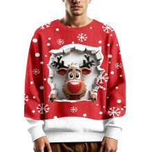 Geansaithe Nollag Gránna d'Fhir Geansaithe Muineál Crewneck Fada Cniotáilte le Prionta le haghaidh Éadaí Geimhridh Chompordach