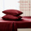 Bordeauxrødt satinlagensæt, 4 dele, queen size 4