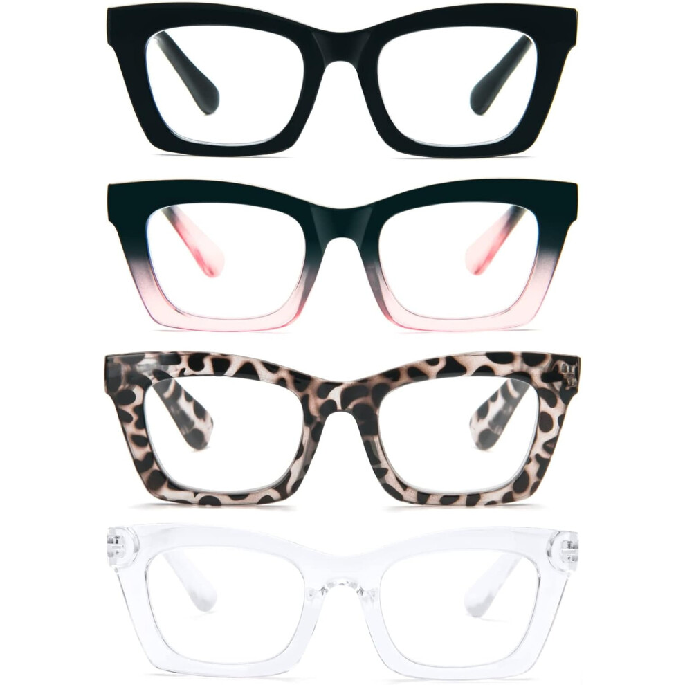 Reading Glasses for Women Oprah Style Oversized Square Spring Hinge Blue Light Blocking Glasses