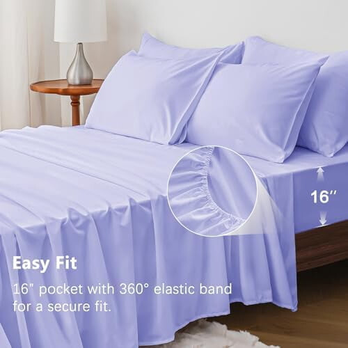 Ensemble de draps en microfibre 6 pièces avec poches profondes de 40 cm 1