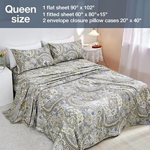Paisley mikrofiberlakanset, Cal King, 4 delar 1