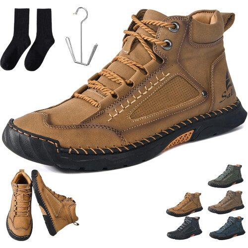 Άνετες χειροποίητες δερμάτινες μπότες Olveros Boots για άνδρες, αδιάβροχες, με στήριξη