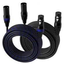 Kabel audio XLR z wtykiem męskim i żeńskim do mikrofonu w oplocie, do sprzętu KTV, głośników i profesjonalnego sprzętu audio (czarny, 3 m)