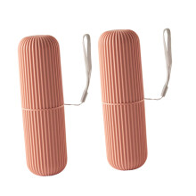 Red Travel Toothbrush Holder with Lanyard, Hard Shell Case for Toothbrush and Toothpaste Storage