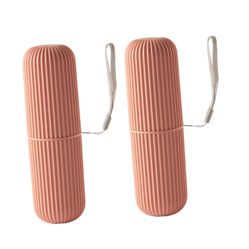 Red Travel Toothbrush Holder With Lanyard, Hard Shell Case For Toothbrush And Toothpaste Storage