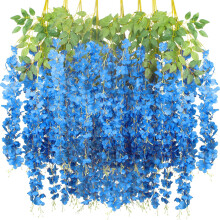 Liquidation ! Lot de 12 glycines artificielles bleues suspendues (114 cm), en soie, pour extérieur – Compatibles avec les décorations de glycines