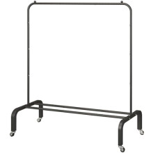 Portant à vêtements en métal à roulettes, 110 cm (43,3 po) avec étagère, compatible avec manteaux, jupes, chemises et pulls – Noir