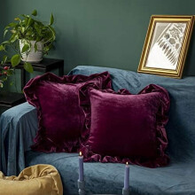 Housse de coussin décorative carrée en velours doux et luxueux, idéale pour canapé, chambre ou maison de campagne, lot de 2, 45 x 45 cm, couleur