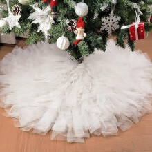 Jupe de sapin de Noël plissée en maille blanche, jupe unie pour gâteau de mariage, décoration élégante pour les fêtes, parfaite pour les