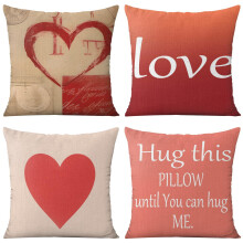 Housses de coussin décoratives vintage pour la Saint-Valentin, 45 x 45 cm, lot de 4, en lin, pour canapé, bureau ou salon. Décoration intérieure.