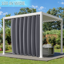 Nepromokavé venkovní závěsy 100x84", tmavě šedé, odolné proti UV záření, zatemňovací, pro soukromí, s horními a dolními kroužky, na