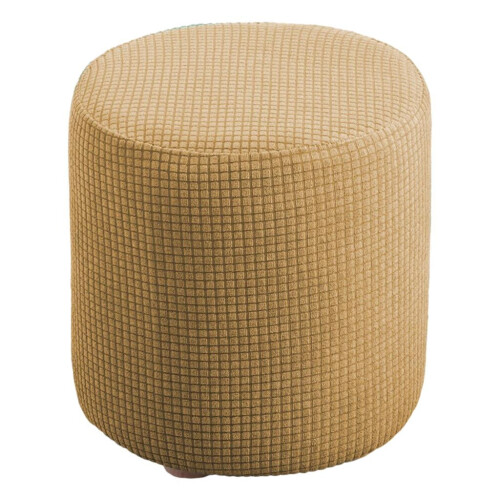 Housse de pouf extensible en tissu jacquard texturé, lavable en machine, jaune clair 1