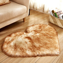 Tapis en fausse peau de mouton en forme de cœur, doux, long et moelleux, style shaggy, idéal pour les chambres, les canapés et autres espaces de